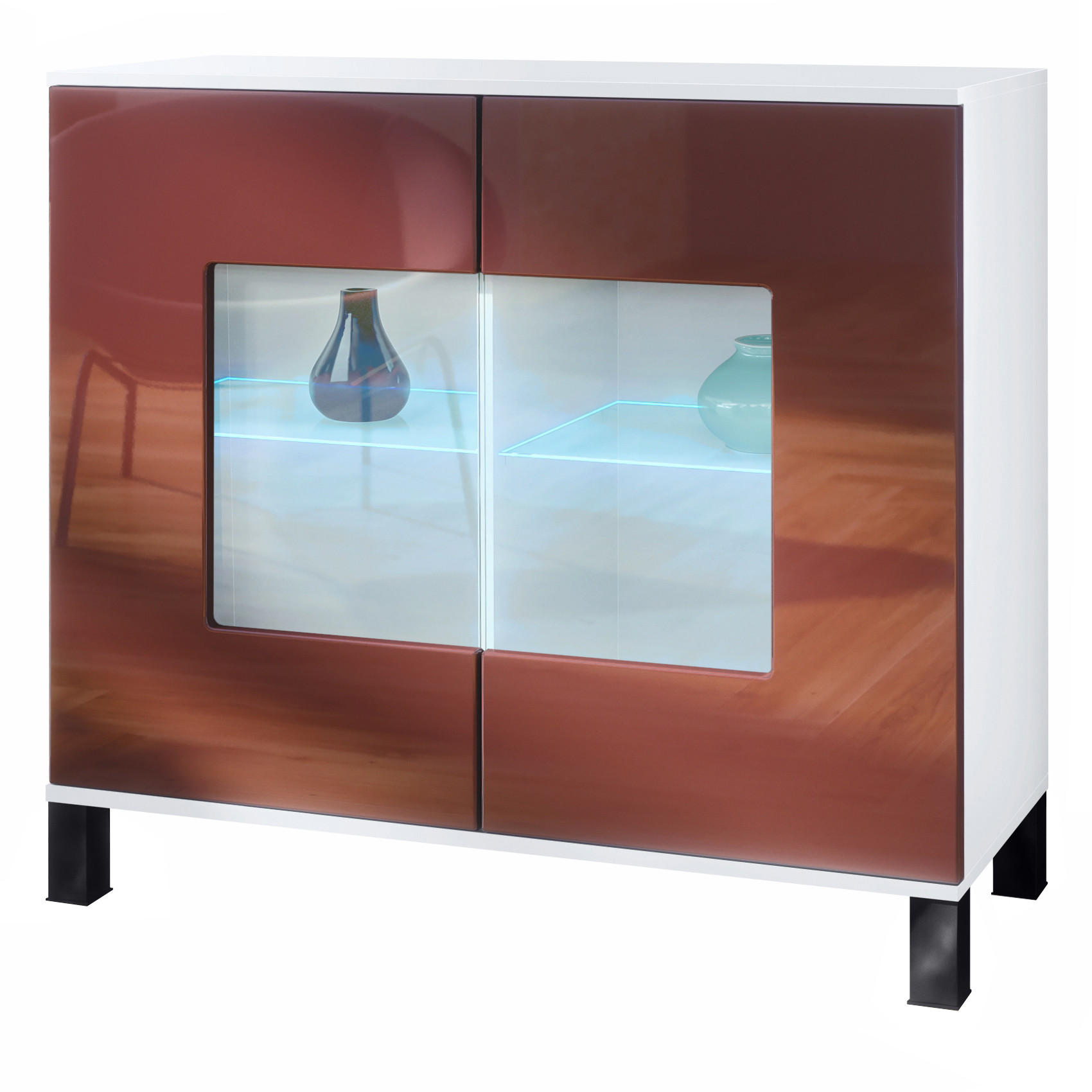 KOMMODE Grömitz Bordeaux Hochglanz - Bordeaux, Holzwerkstoff (92.5/84.5/35cm) - Vladon
