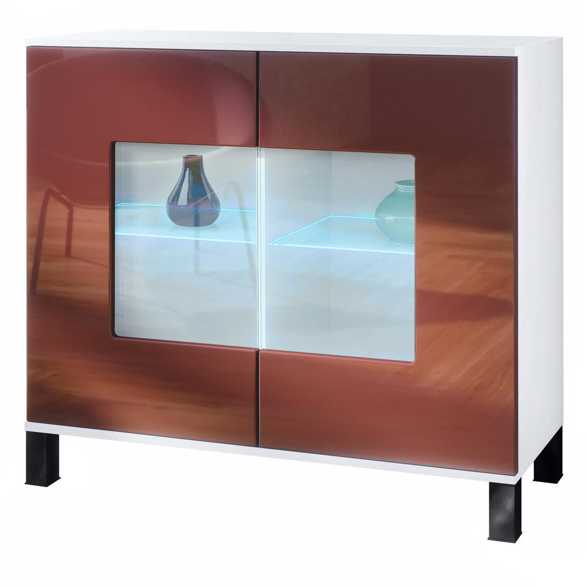 KOMMODE Grömitz Bordeaux Hochglanz - Bordeaux, Holzwerkstoff (92.5/84.5/35cm) - Vladon