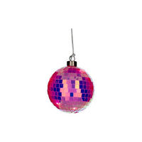 WEIHNACHTSKUGEL LED Disco, Glas / Polyester, Neon Pink, Ø 10 cm - Pink, Glas (10/10/10cm) - Gift Company
