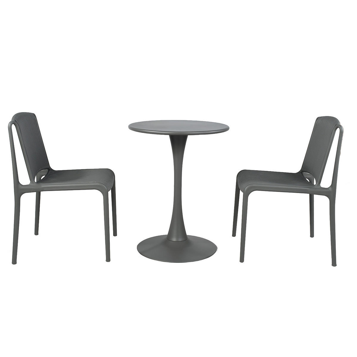 GARTENSITZGRUPPE - 3-teilig - Stahl / Polypropylen - Anthrazit, Kunststoff/Metall - home24