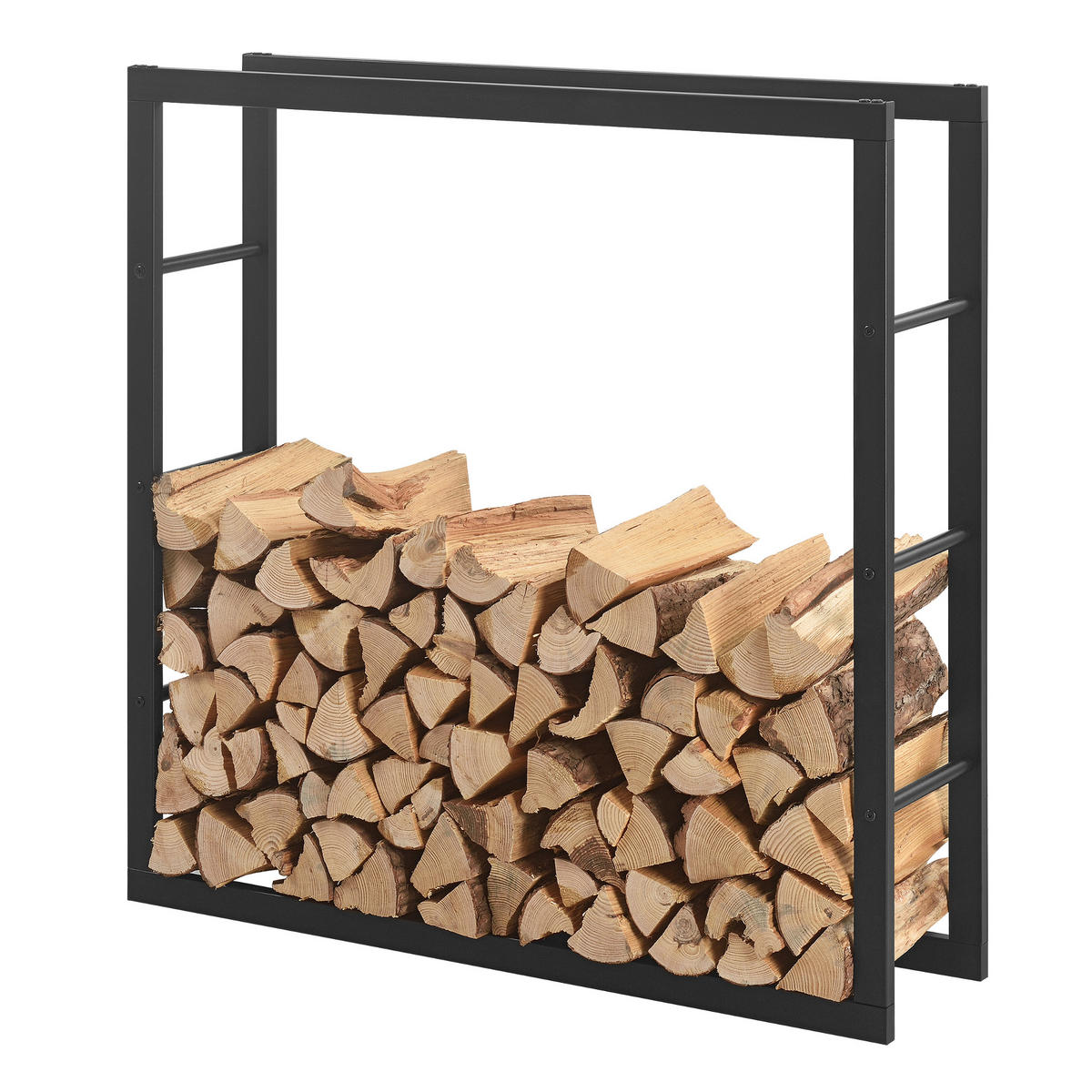 KAMINHOLZREGAL Täby - Schwarz, Metall (100/100/25cm) - [en.casa]