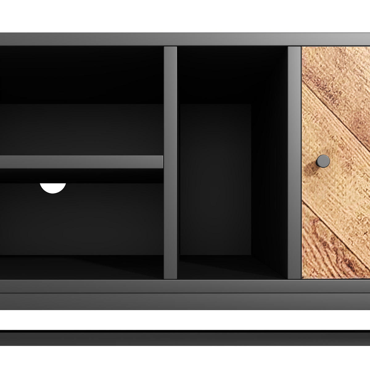 TV-LOWBOARD 150/38/55 cm mit 2 Türen und 3 Fächern, aus Metall und Holzwerkstoff, Schwarz/Natur - Hellbraun, Holzwerkstoff (150/55/38cm) - Redom