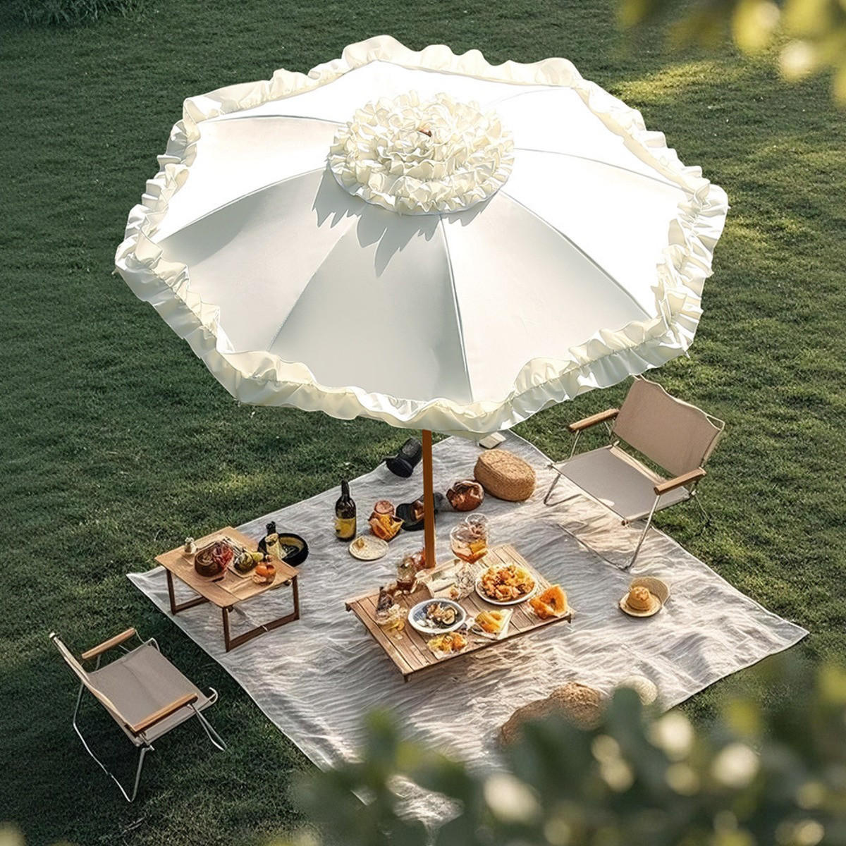 SONNENSCHIRM, gebrochenes Weiß, UPF≥50+, Schirmdurchmesser: 162 cm - Ecru, Textil (162/162cm) - Authentics