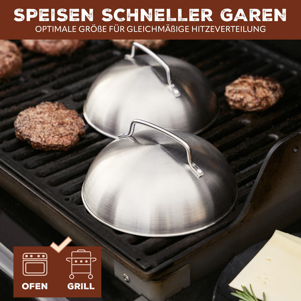 BURGERHAUBE 2er-Set - Edelstahlfarben, Metall (17.5/8.5/17.5cm) - eluno