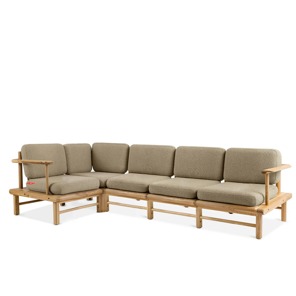 LOUNGESOFA ATREDA links - Beige, Holz/Textil (300/80/160cm) - KONSIMO®