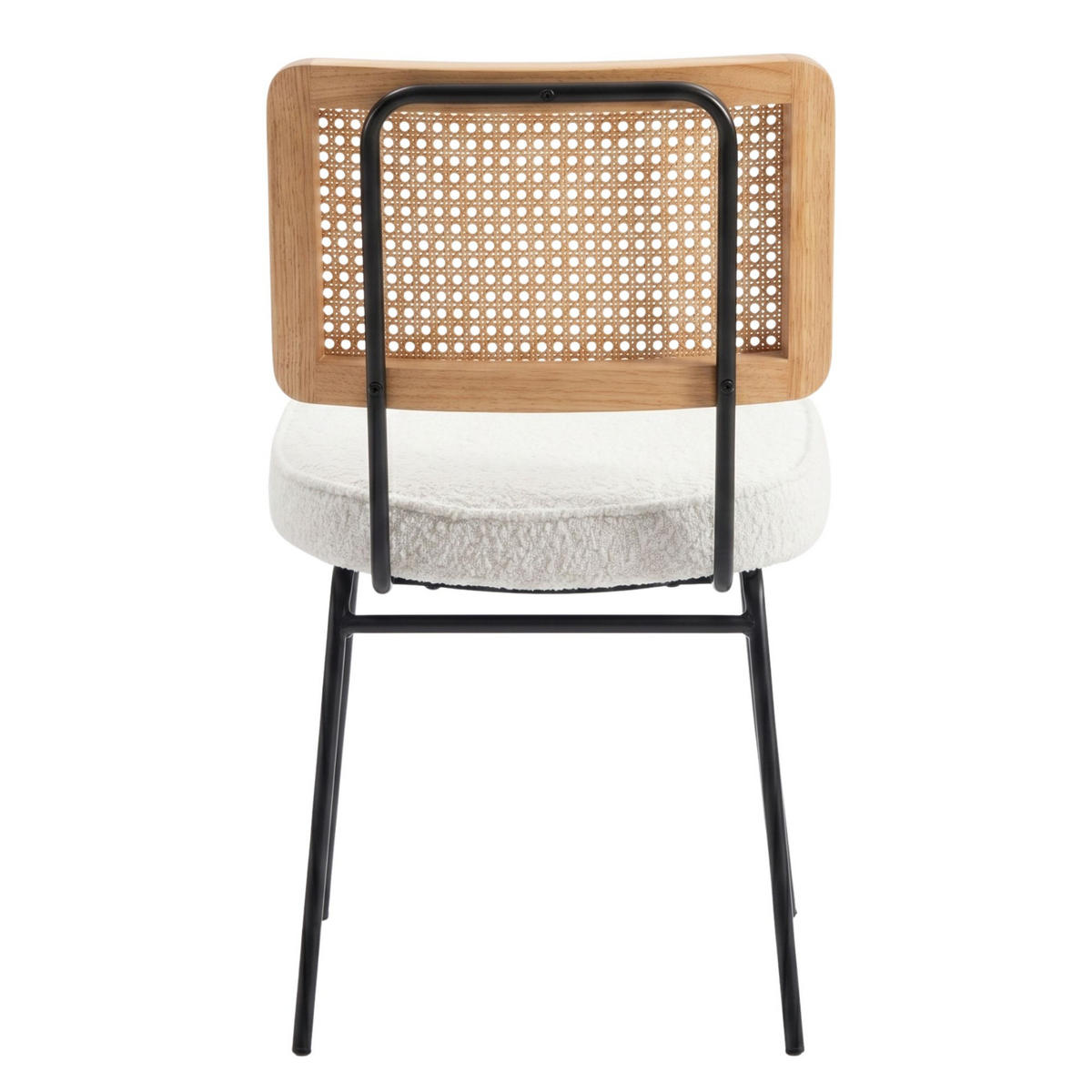 ESSZIMMERSTUHL 2er-Set Vintage PU-Leder Rattan-Optik Holz & Metallfüße - Creme, Textil (47/82/58cm) - Urban Meuble