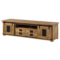 TV-BOARD Mango 200x55x55 natur lackiert RAILWAY #314 - Naturfarben, Holz (200/55/55cm) - Massivmoebel24