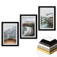 WANDBILDER 3er-Set - 20x30 cm Schwarzer Rahmen - Berge, See, Boot, Strand, Landschaft - Schwarz, Kunststoff (20/30cm) - ArtPrintCave