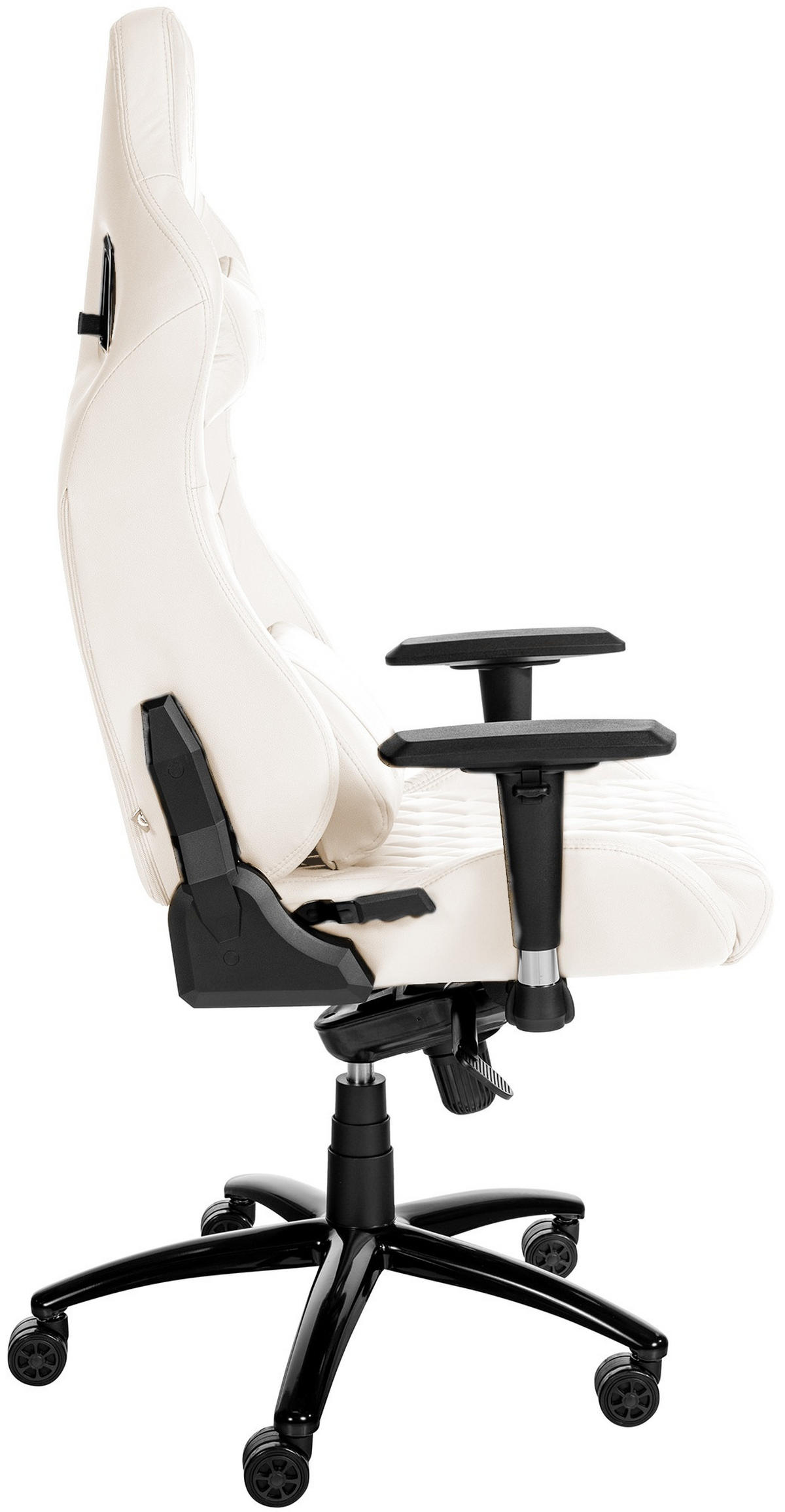 CHEFSESSEL Echtleder weiß - Schwarz/Weiß, Leder/Metall (70/129/64cm) - CLP