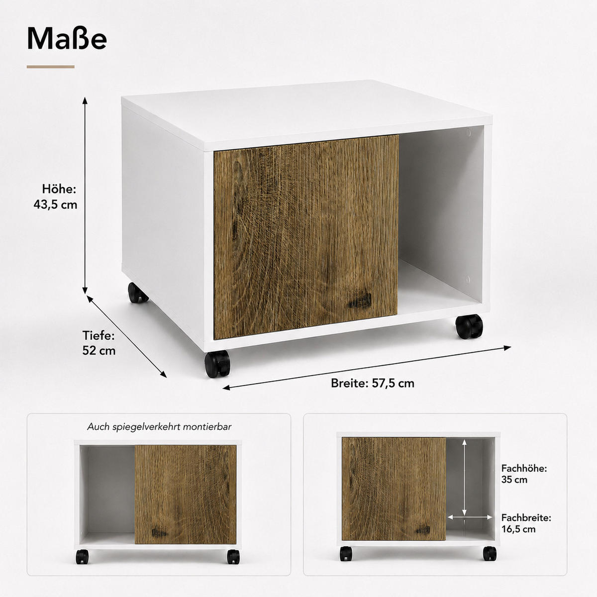 DRUCKERSCHRANK Amira Eiche Ribbeck 43/57/52 cm - Alteiche, Holzwerkstoff (57.5/43.5/52cm) - SIMPLYFURN