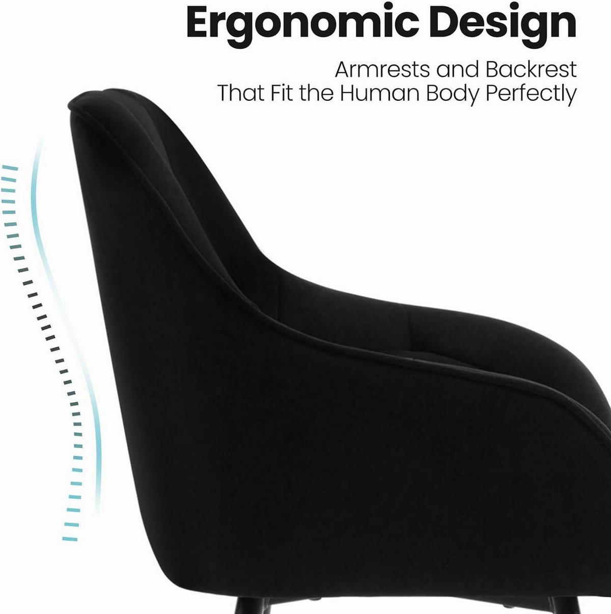 ESSZIMMERSTUHL ergonomisch, aus Samt, Schwarz - Schwarz, Kunststoff/Textil (56/83.5/53cm) - Woltu