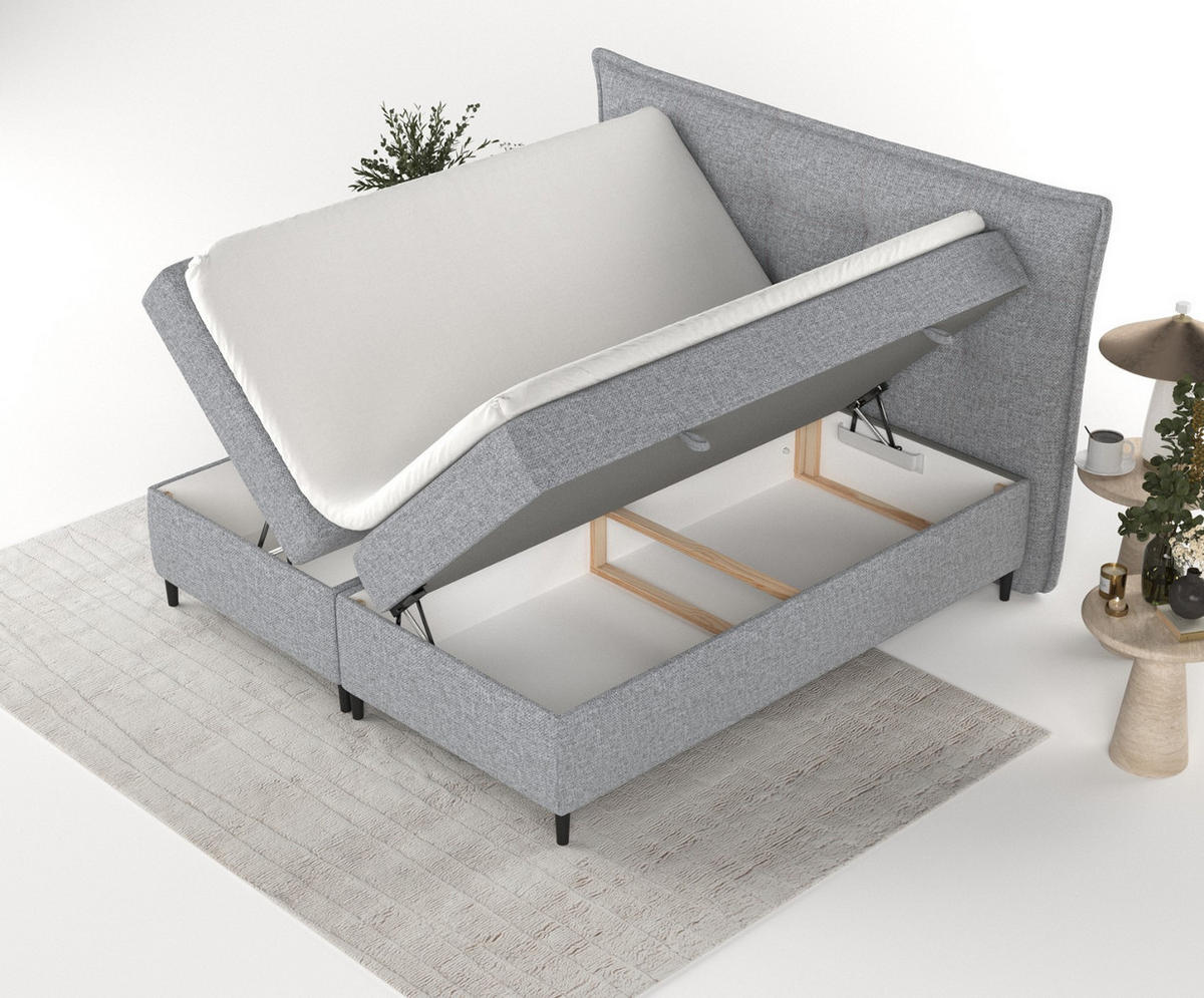 BOXBETT Las Palmas 200/200 cm Grau im Alta Stoff - Schwarz/Grau, Holz/Holzwerkstoff (200/200cm) - AltaBeds