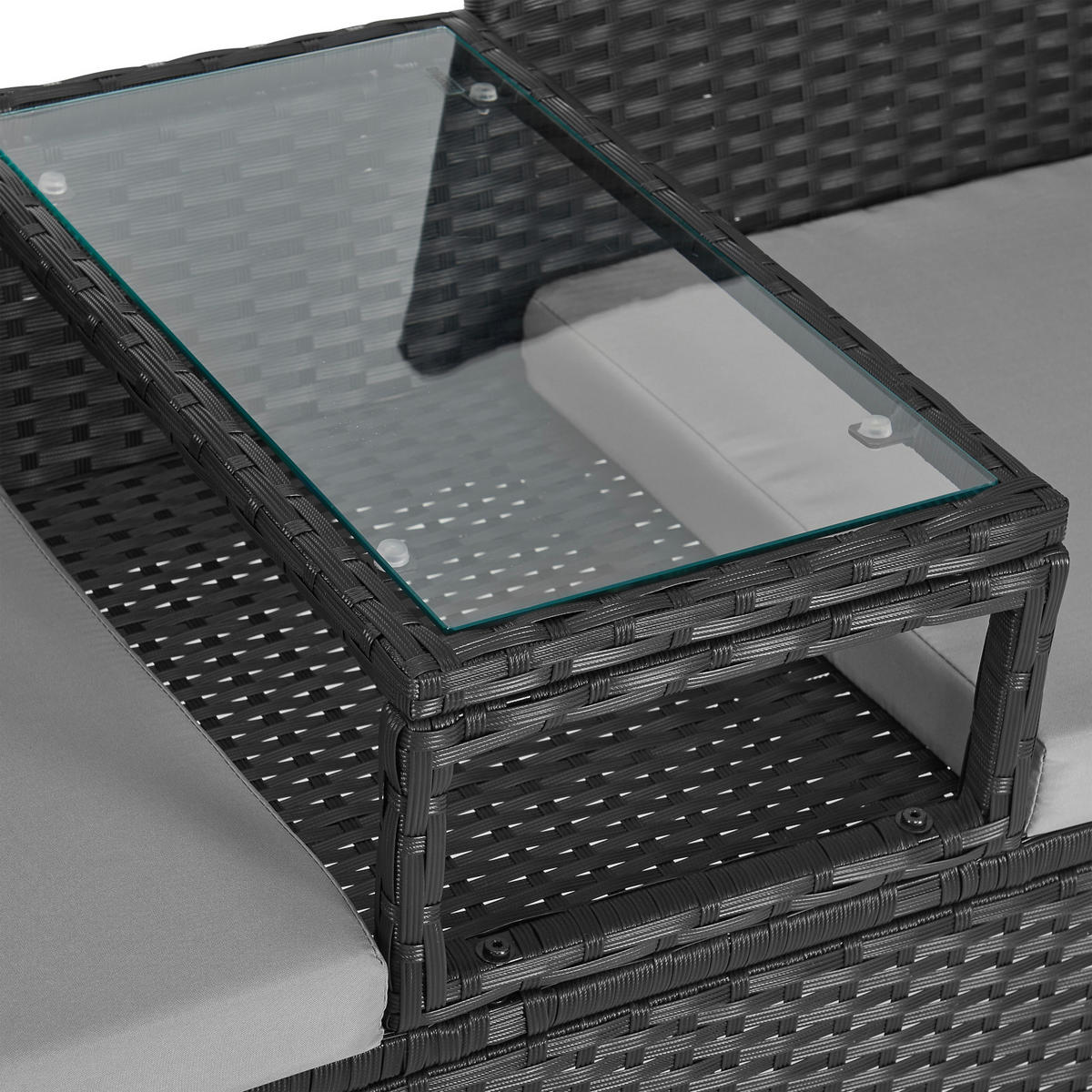 RATTANBANK Chicago Schwarz - Schwarz, Kunststoff (134/84/62cm) - SVITA