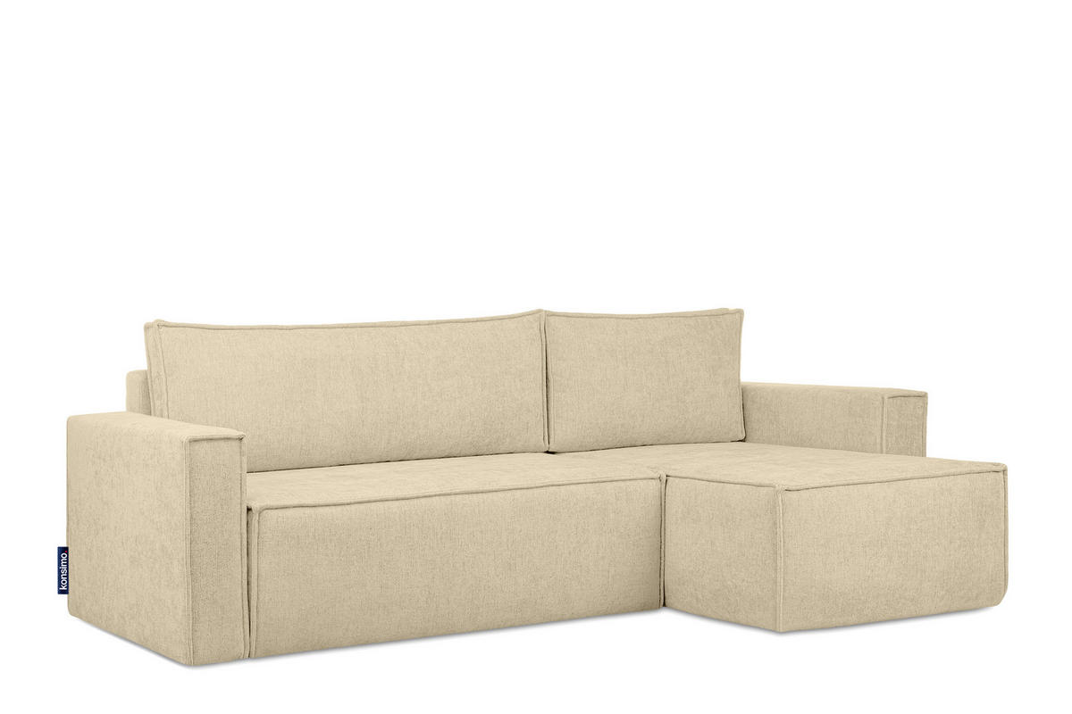UNIVERSAL-ECKSOFA NAPI II mit Schlaffunktion, dunkelcreme - Creme, Textil (246/148cm) - KONSIMO®