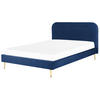 POLSTERBETT 160/200cm Marineblau Flayat - Blau, Textil (160/200cm) - Beliani