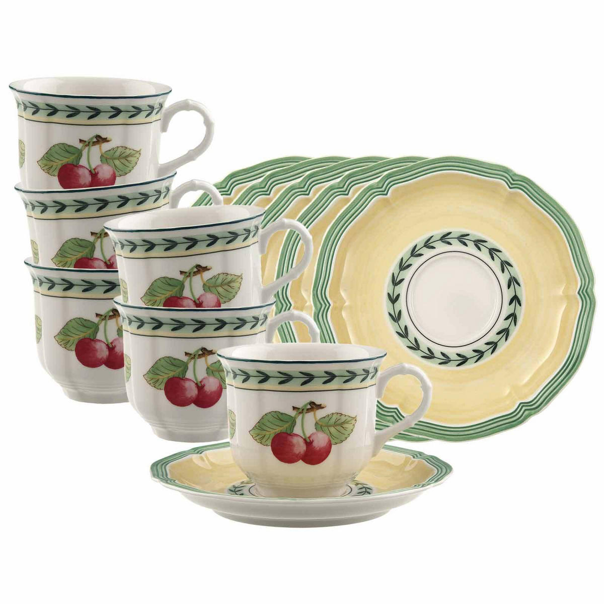 KAFFEETASSEN MIT UNTERTASSEN French Garden Fleurence bunt 120 ml 6er Set - Multicolor, Keramik (0.12L) - Villeroy & Boch