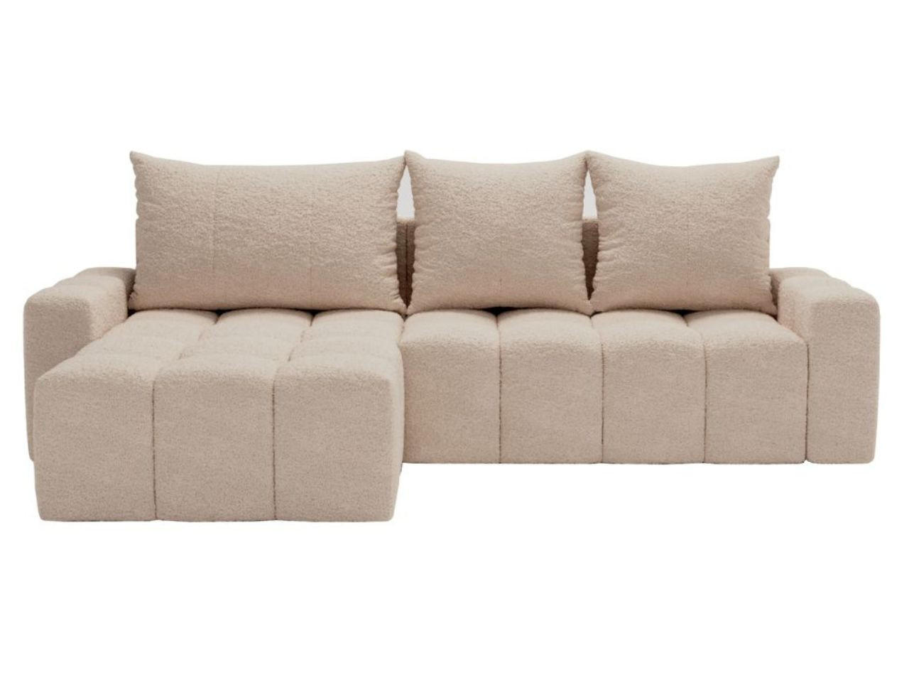 ECKSOFA Bresso Bouclé-Stoff Beige - Beige, Holz/Textil (255/168cm) - Graingold
