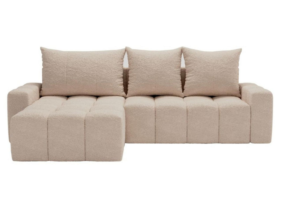 ECKSOFA Bresso Bouclé-Stoff Beige - Beige, Holz/Textil (255/168cm) - Graingold