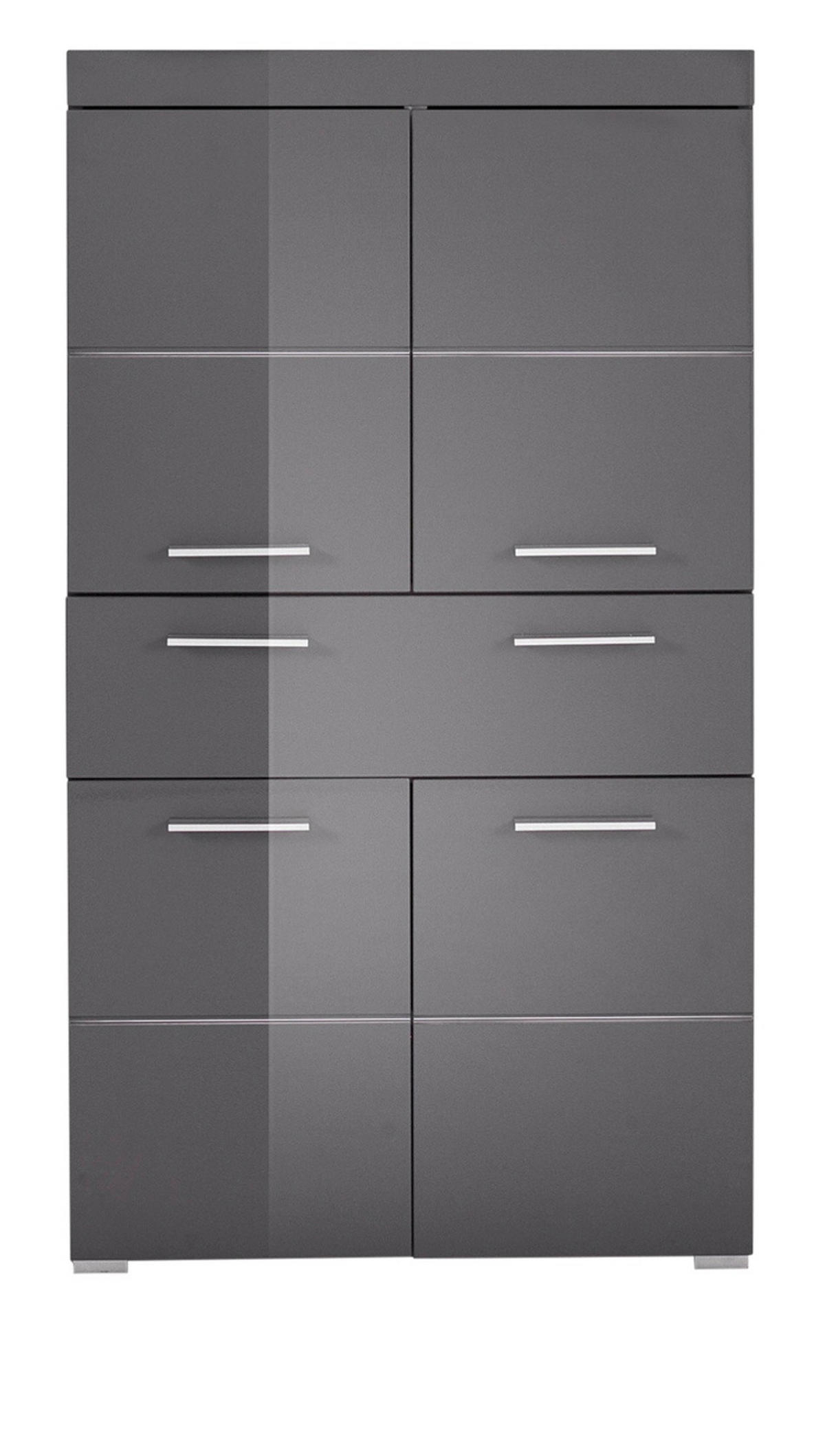 MIDISCHRANK grau Hochglanz 73 x 132 cm, Badschrank mit viel Stauraum - Grau, Holzwerkstoff/Kunststoff (73/132/31cm) - Top.Furn