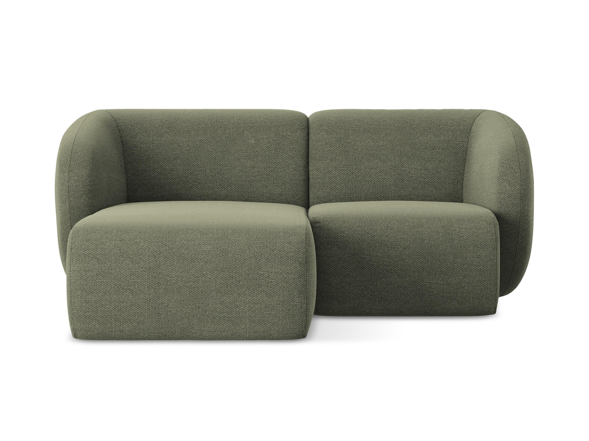 ECKSOFA Links Bouclé Stoff Grün - Schwarz/Olivgrün, Holzwerkstoff/Kunststoff (178/166cm) - Makamii
