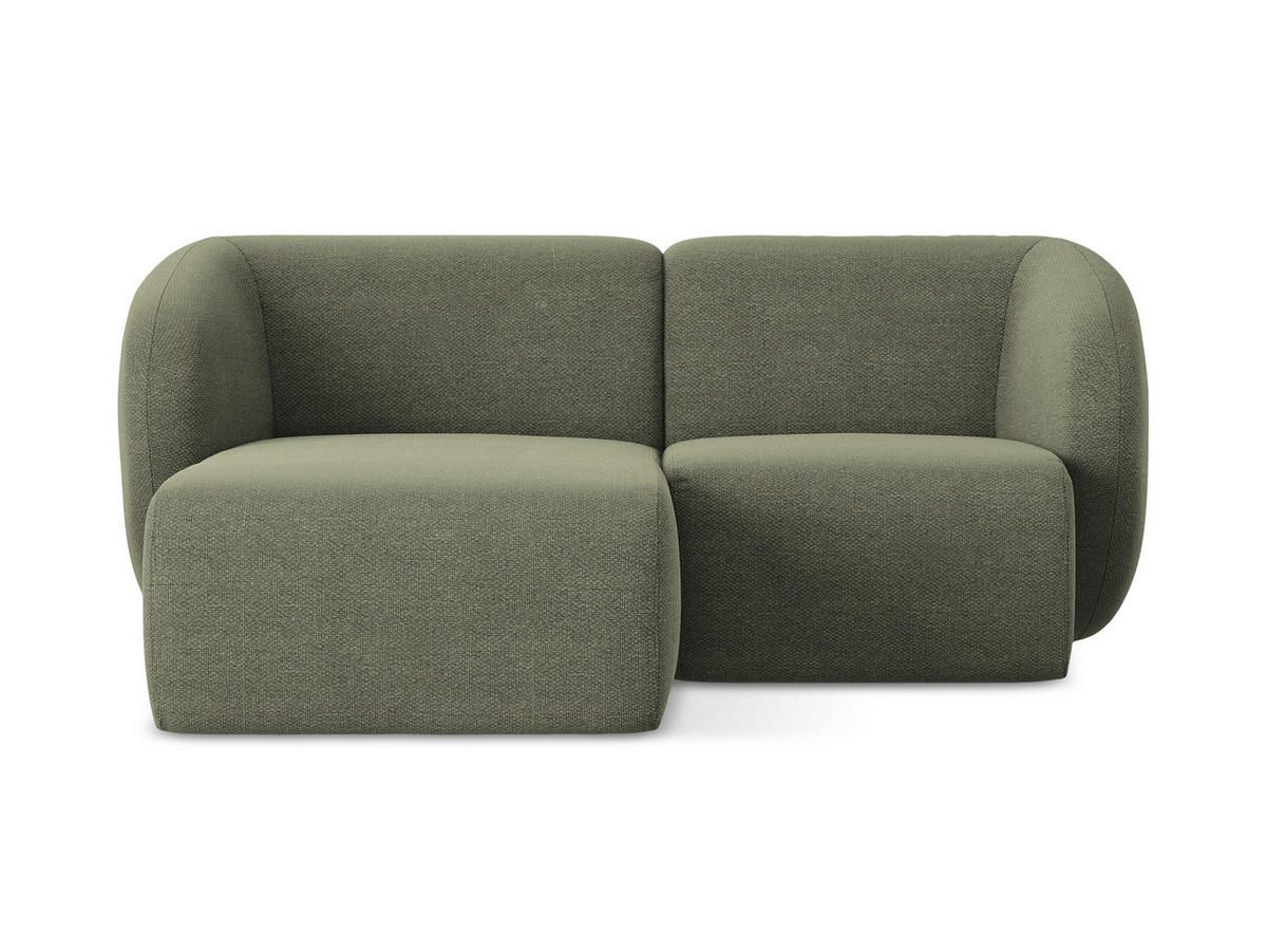 ECKSOFA Links Bouclé Stoff Grün - Schwarz/Olivgrün, Holzwerkstoff/Kunststoff (178/166cm) - Makamii