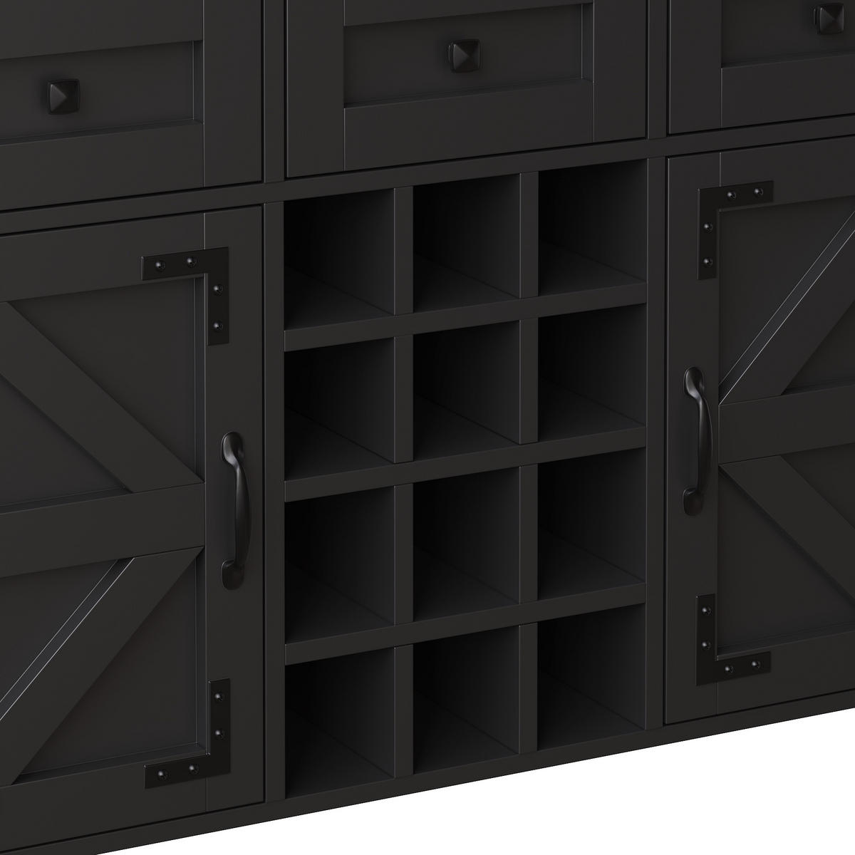 GESCHIRRSCHRANK aus MDF & Glas 120x40x170 cm in Schwarz mit LED & Steckdosenleiste - Schwarz, Holzwerkstoff (120/170/40cm) - Modfu