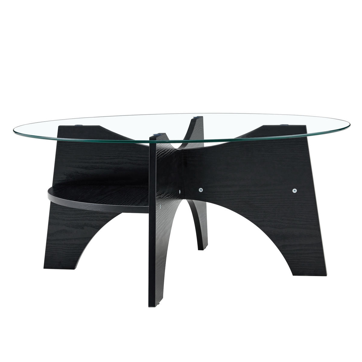 BEISTELLTISCH 80/36 cm in Schwarz/Transparent aus Glas und MDF - Schwarz, Holzwerkstoff (80/80/36cm) - Flora Grace