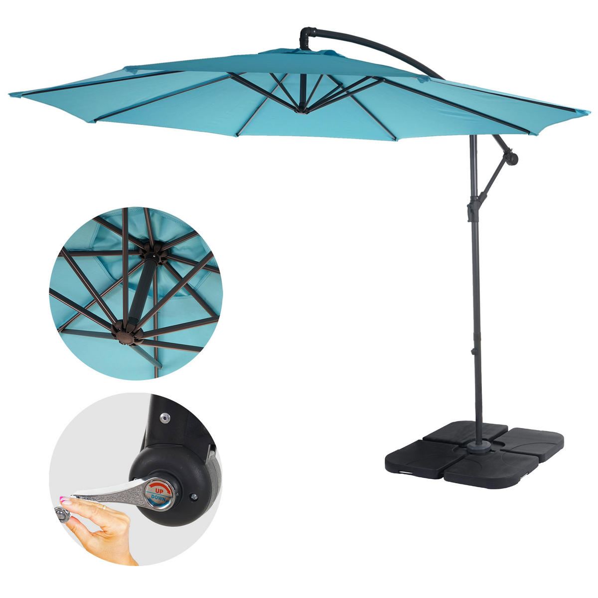 AMPELSCHIRM NEIGBAR Türkis - Türkis, Textil (360/295cm) - MCW