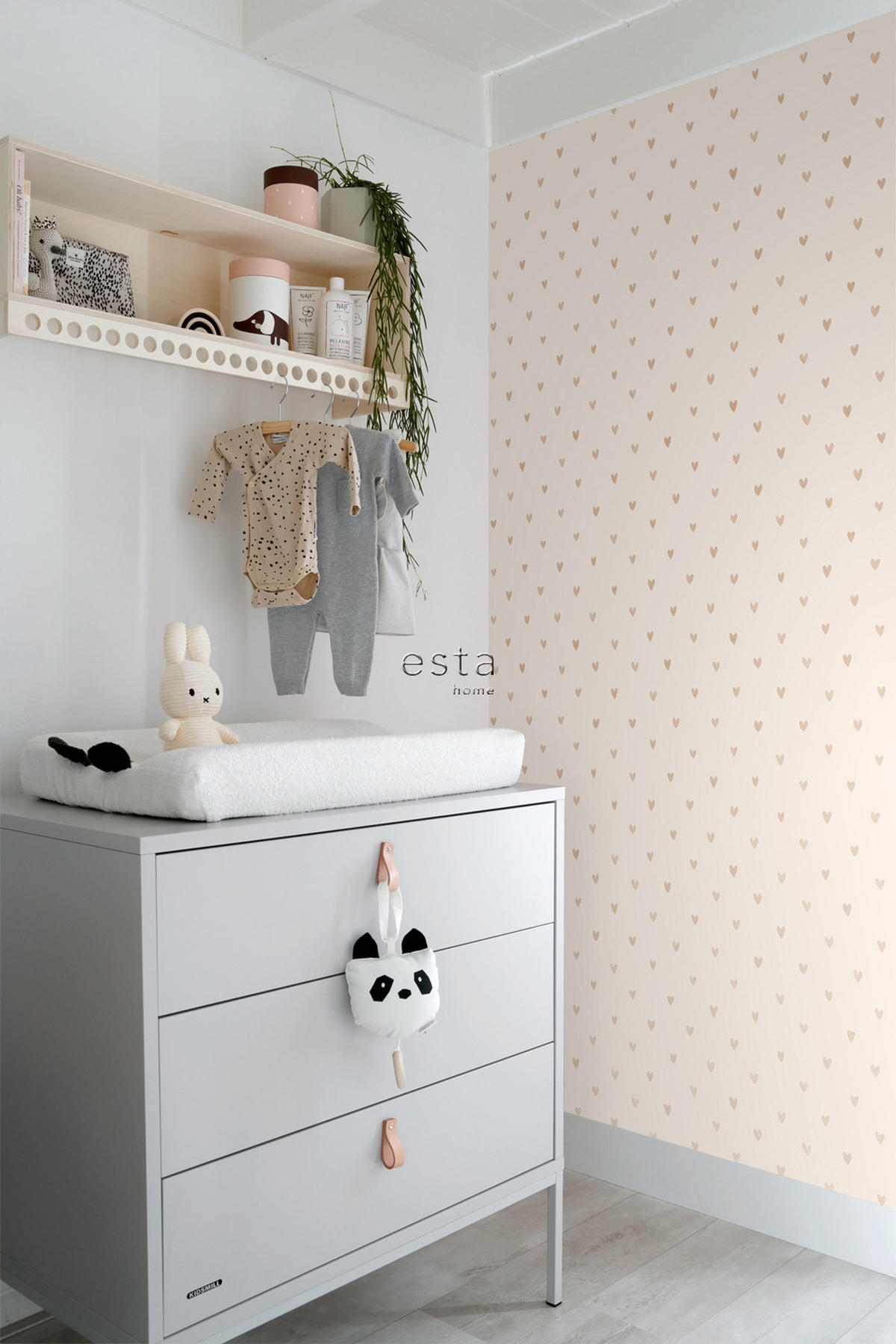 TAPETE Herzchen 53 cm x 10.05 m - Goldfarben, Papier (53/0.1cm) - ESTAhome