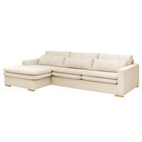 ECKSOFA mit Longchair - Creme, Textil (299/164cm) - home24