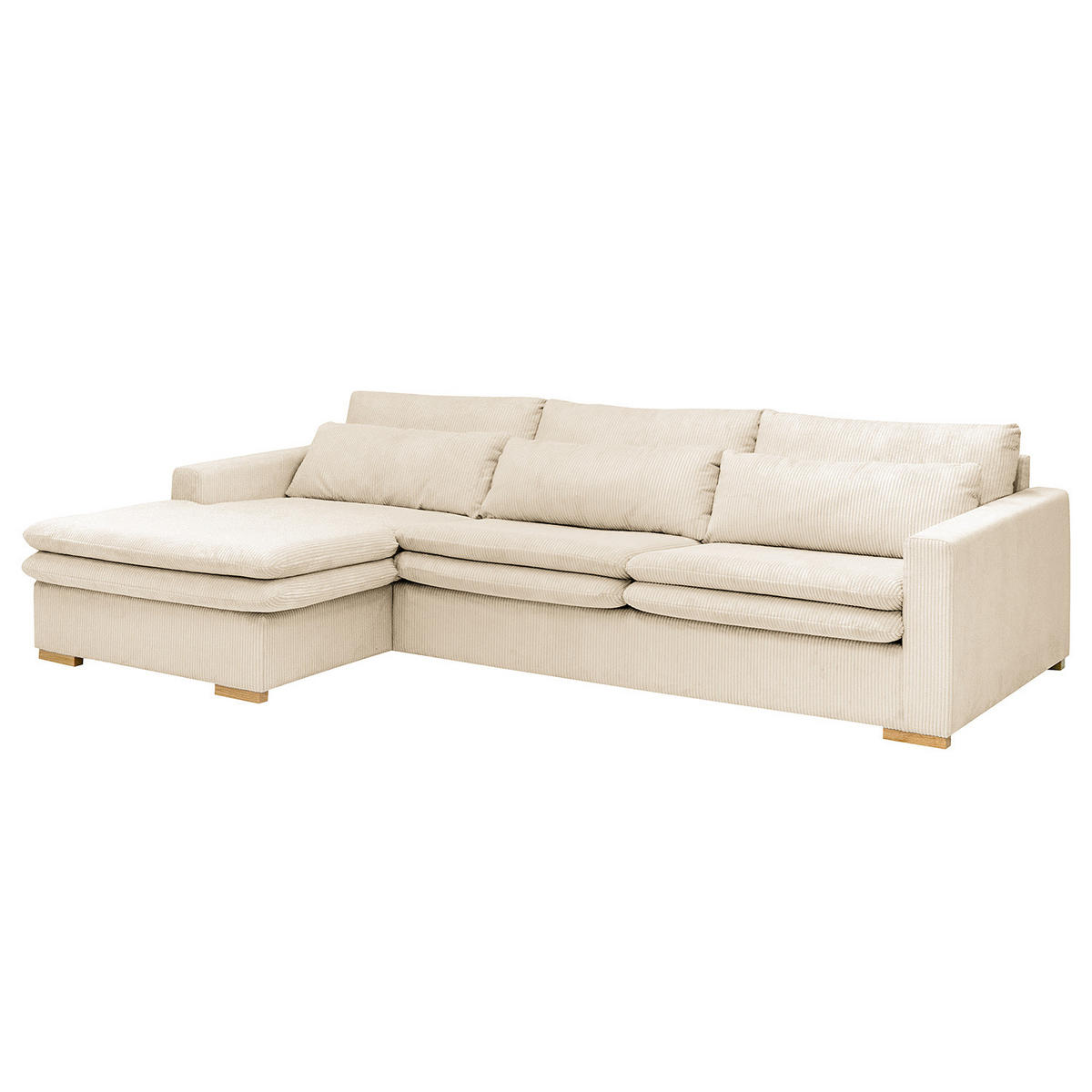 ECKSOFA mit Longchair - Creme, Textil (299/164cm) - home24