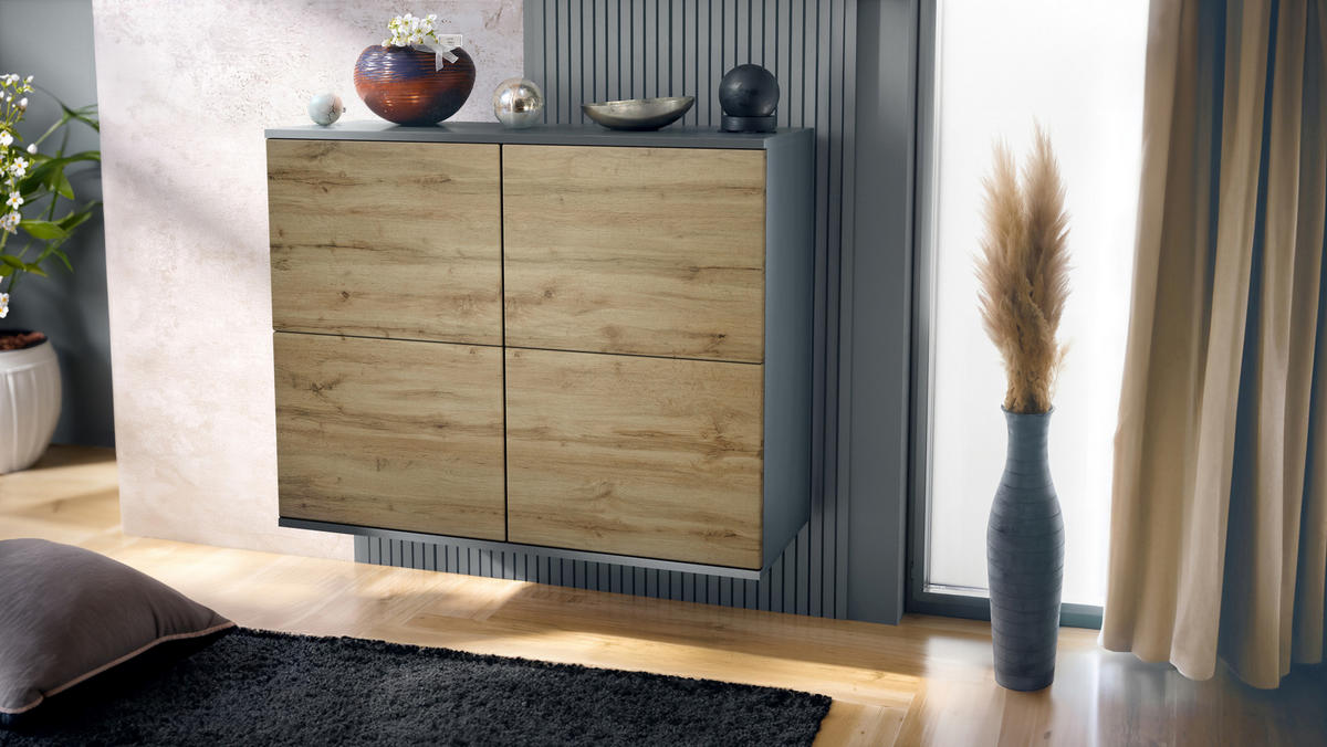 KOMMODE Rova Eiche Wotan - Eiche Wotan, Holzwerkstoff (92.5/73.5/35cm) - Vladon