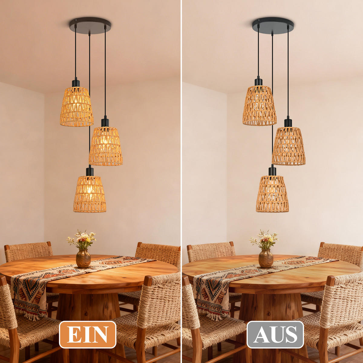 PENDELLEUCHTE Viola 25/25/120 cm - Braun, Metall (25/25/120cm) - ZMH