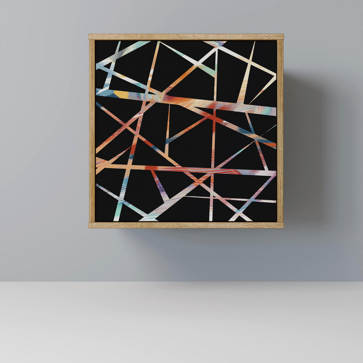 SIDEBOARD POLYGON VERVE, Eichefarben, 57,5x42x75,5 cm, Goldfarbene Metallfüße - Eichefarben/Goldfarben, Holzwerkstoff/Metall (57.5/75.5/42cm) - SpaceRebels