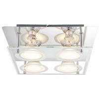 LED DECKENLEUCHTE Glas Silber 4 Flammig - Silberfarben, Glas (26/26/8.5cm) - Globo Lighting