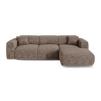 ECKSCHLAFSOFA Geprägter Samt Taupe 283cm - Taupe, Textil (283/180cm) - Sia Home