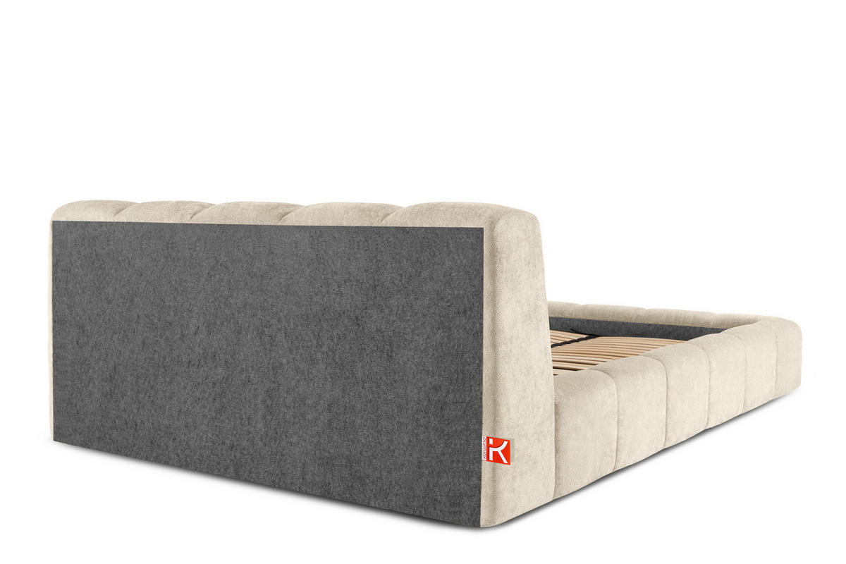 POLSTERBETT OLMIRA - Ecru/Schwarz, Holz/Holzwerkstoff (182/203cm) - KONSIMO®