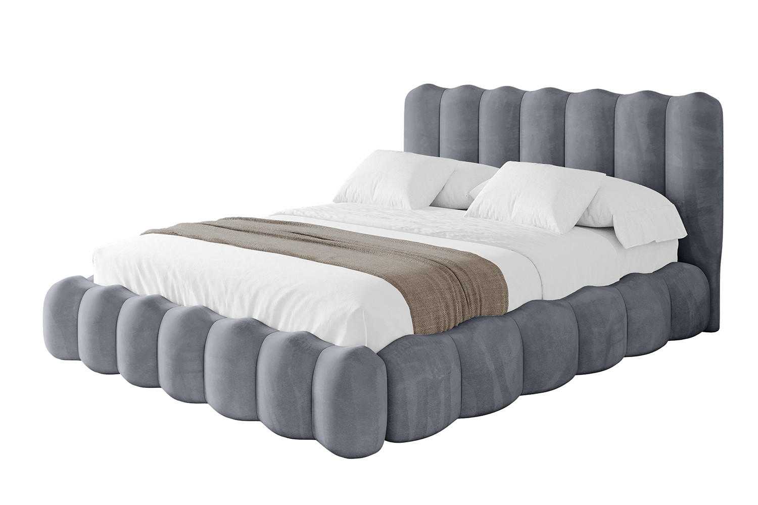 POLSTERBETT mit Bettkasten und Lattenrost, Boxbett ohne Matratze - SORA 120x200 Grau - Grau, Holzwerkstoff/Textil (120/200cm) - ALTDECOR