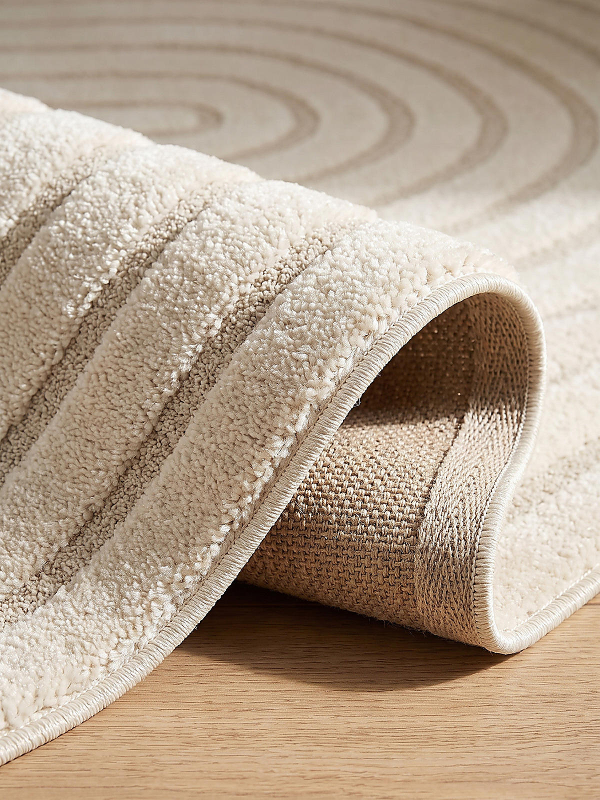 KURZFLORTEPPICH Geometrisch CETINA Polypropylen Creme 160 x 230 cm - Beige, Textil (160/230cm) - KADIMA DESIGN