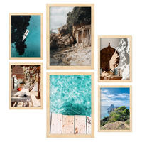 POSTER Set Mit 6 Ibiza Spanien 2 In Fotografie A3 & A4 Rahmen Aus Hellem Holz - Beige, Papier (29/3cm) - Nacnic