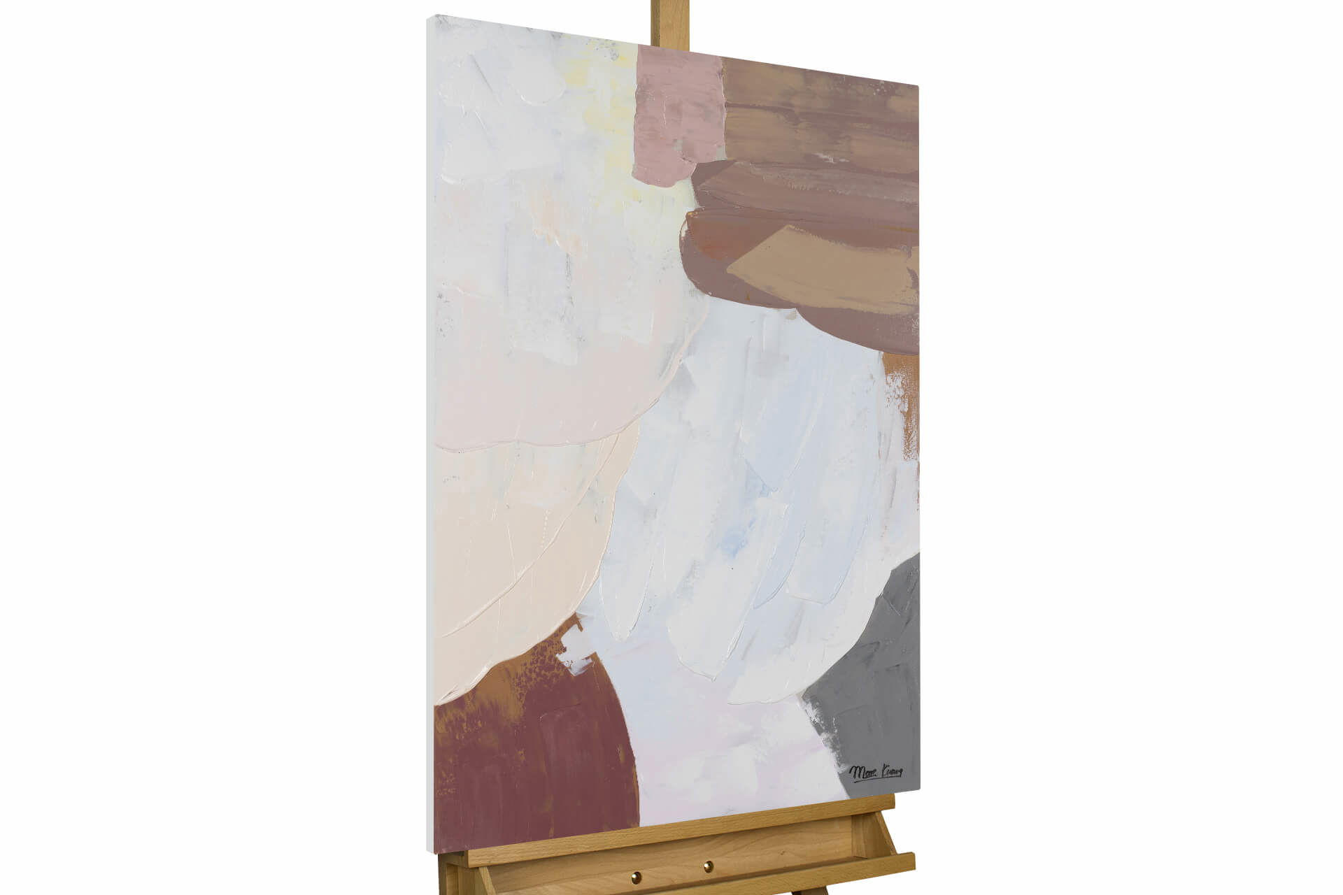 ACRYLBILD HANDGEMALT 60/90 cm - Beige/Weiß, Holz/Textil (1.3/90cm) - KUNSTLOFT