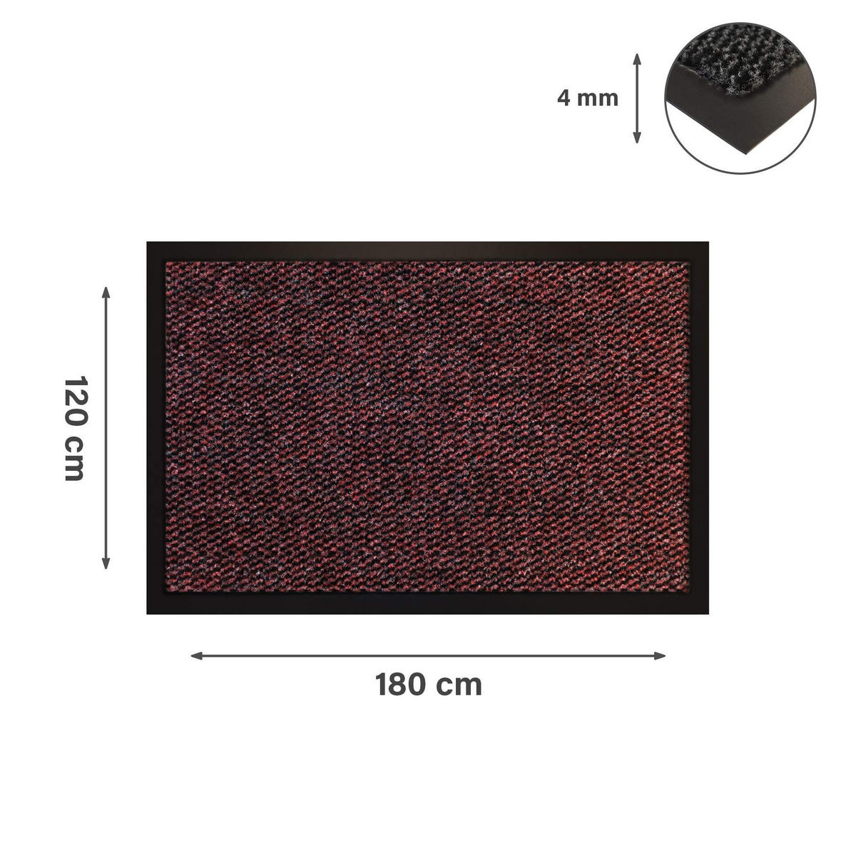 FUSSMATTE SIENA - Dunkelrot, Textil (120/180cm) - Lieblings Ding
