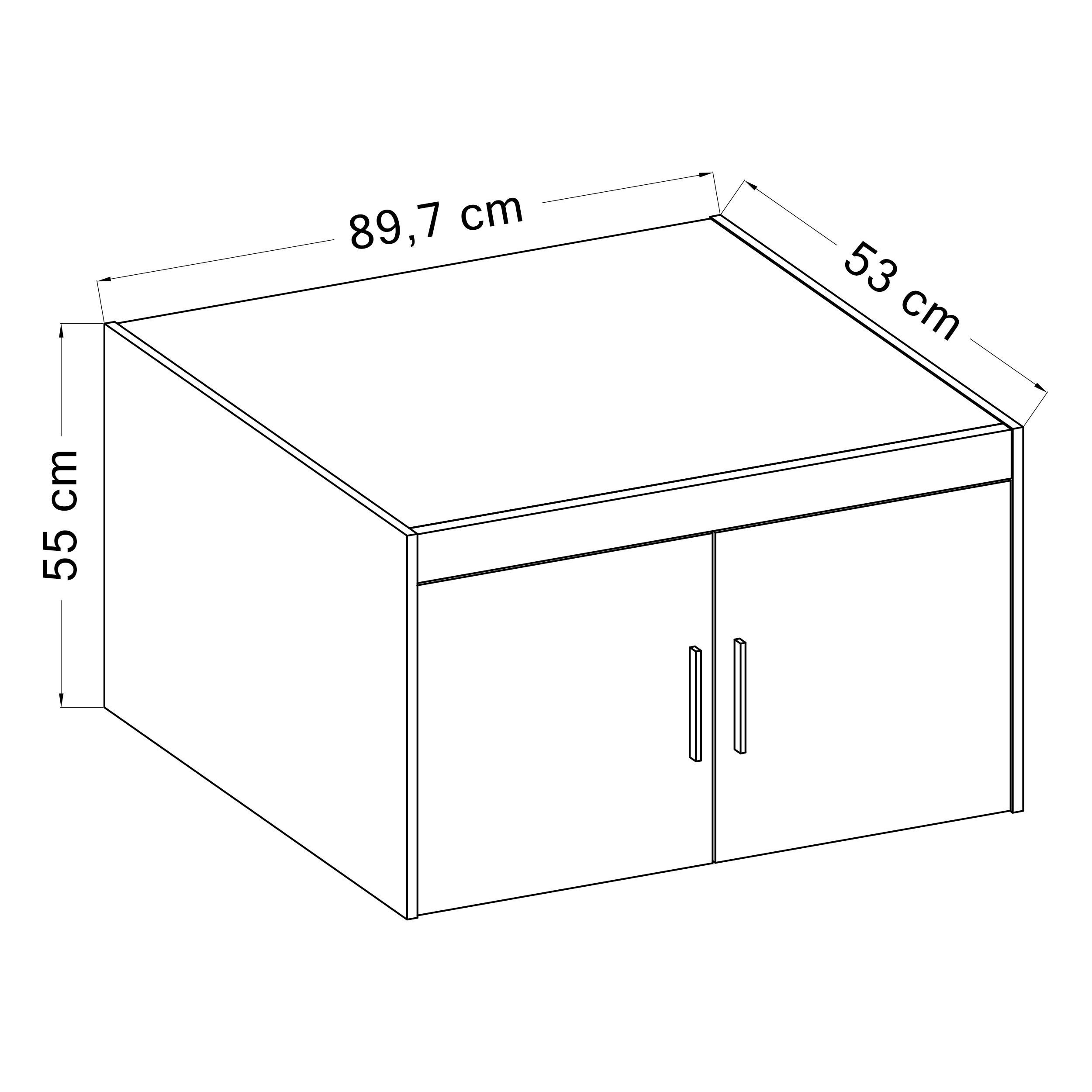 AUFSATZSCHRANK Storicos Eiche Lefkas 89,7/55/53 cm - 2T Modern - Braun, Holzwerkstoff/Kunststoff (89.7/55/53cm) - AX Living