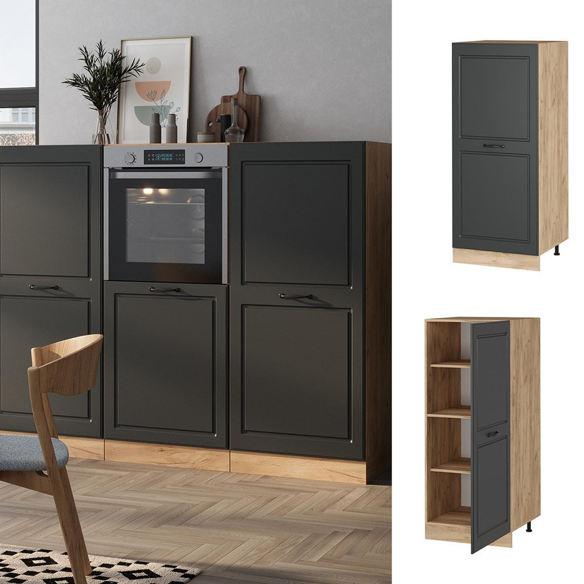 DULAP ÎNALT R-Line Casă de țară antracit 60 cm - stejar miere/antracit, compozit lemnos (60/143/57cm) - Vicco