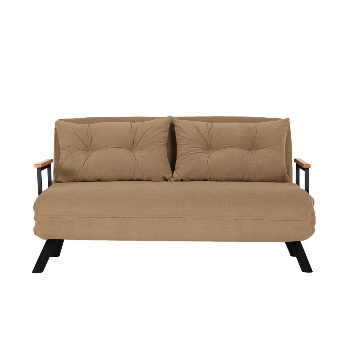 SCHLAFSOFA für 2 Personen mit Stoffbezug und Metallfüßen 133/50/41 cm - Taupe, Metall (50/41/133cm) - Calicosy