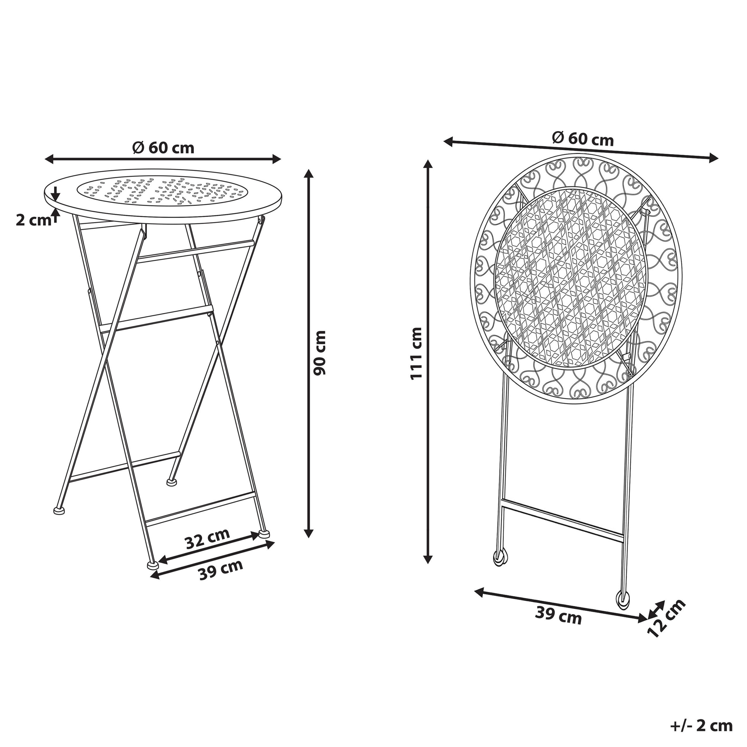 Thumbnail - Beliani Garten-Bartisch, Beige, Metall, Rund, 60x90x60 cm, Gartenmöbel, Gartentische, Gartentische