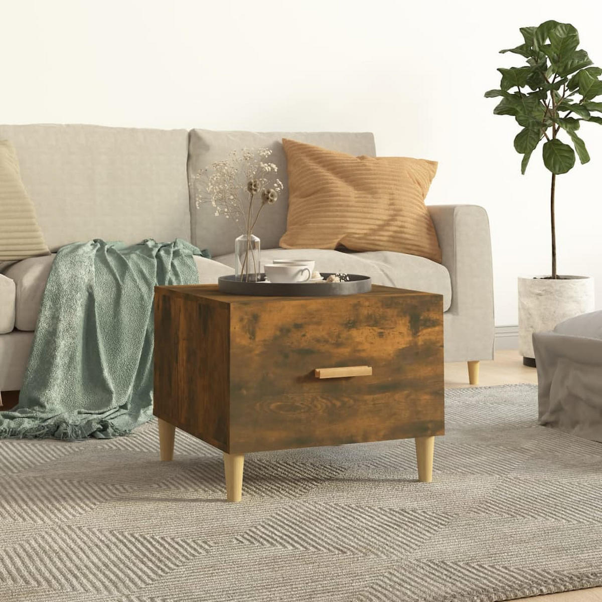 COUCHTISCH Räuchereiche 50x50x40 cm Holzwerkstoff - Braun, Holzwerkstoff (50/50/40cm) - furnicato