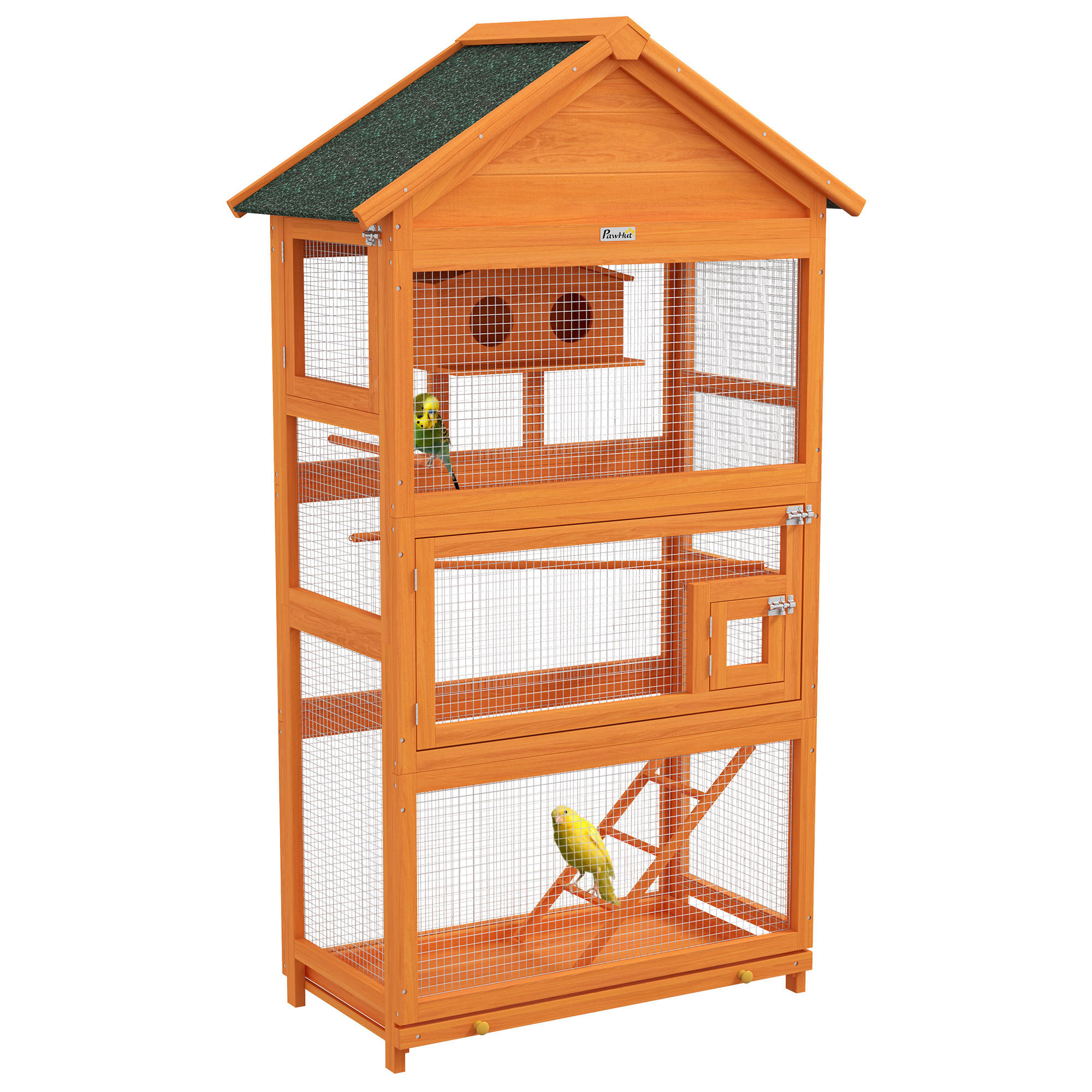VOGELHAUS DE-17824 mit Spielbereich & wasserdichtem Dach Orange - Orange, Holz (52/171/92cm) - ComfortXL