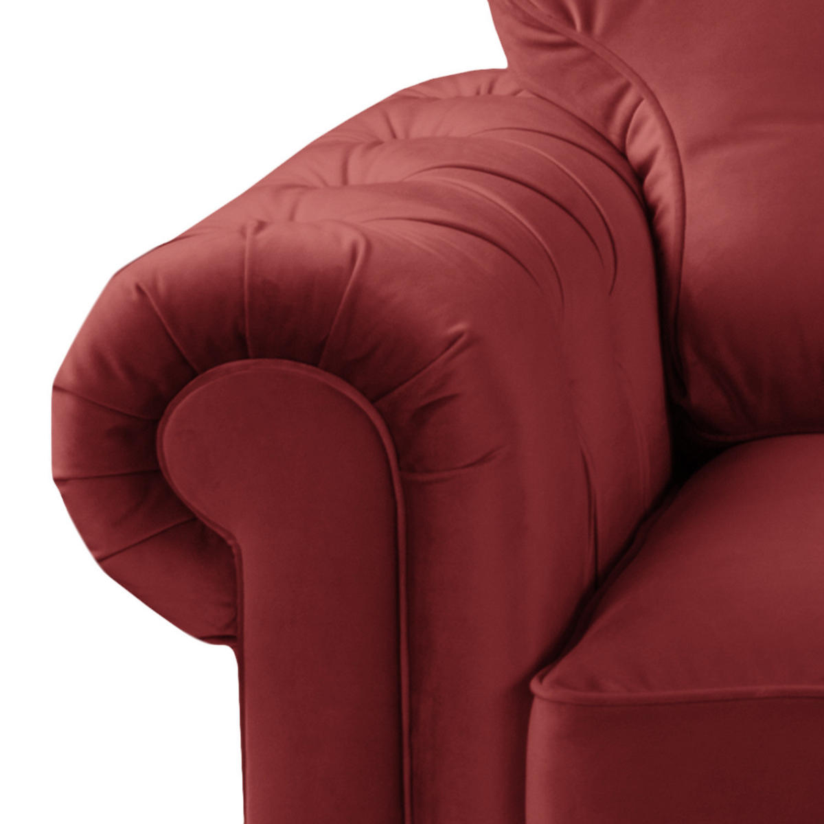 ECKSOFA mit Longchair - Samt - Rot, Holz/Textil (302/166cm) - home24