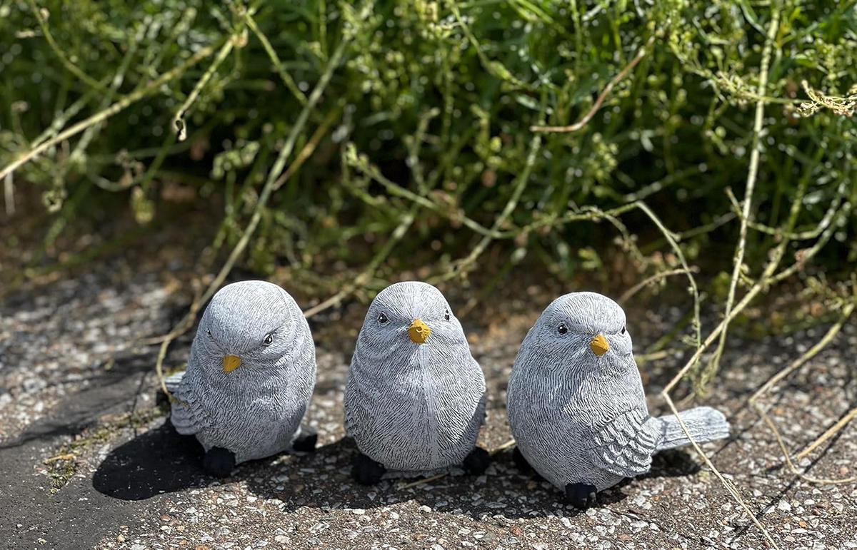STEINFIGUR 3er Set Vögel mittel, frostfest Steinguss - Grau, Stein (5/8/9cm) - stoneandstyle